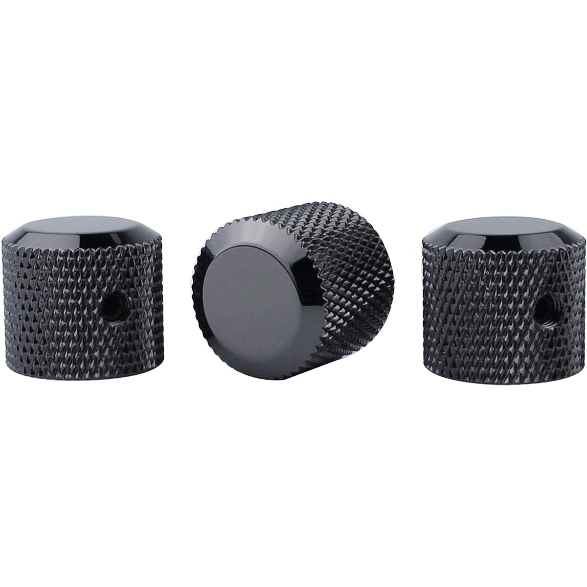 Guyker 3Pcs Potentiometer Control Knob Diameter 6mm (0.24") Shaft Pot - High Grade Knurled Volume Tuning Audio Knob for Electric Guitar or Precision Bass - CNC Machined (Smoke Gray)
