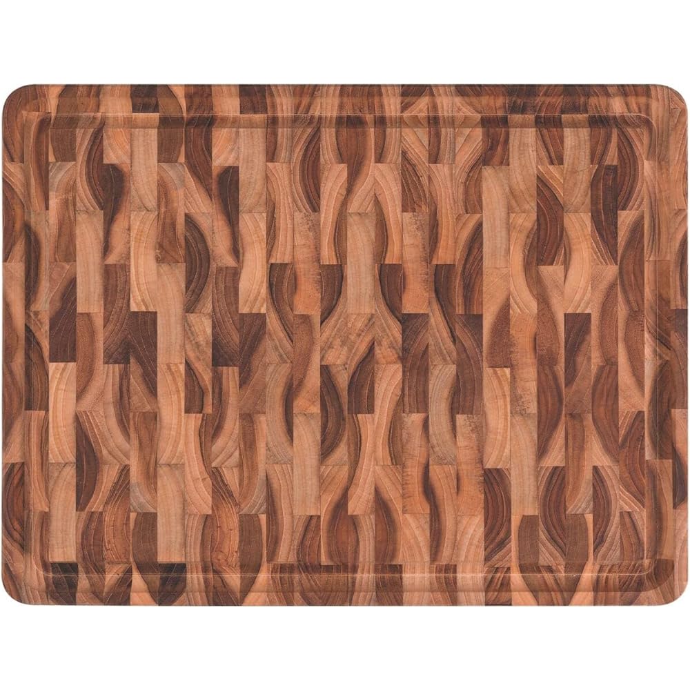 Tramontina Cutting Board Wooden Chopping Board Churrasco End Grain 45cm x 35cm Antibacterial Treated Natural Wood Meat Tray Made in Brazil 13460/351 TRAMONTINA