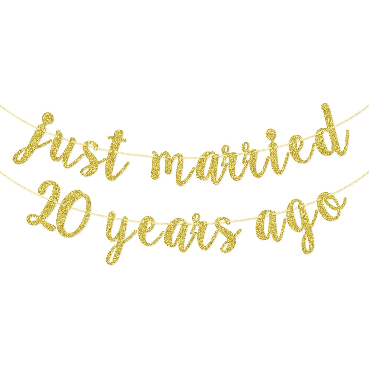 Just Married 20 Years Ago Banner We Still Do Banner 20th Anniversary Party Decorations Gold Glitter