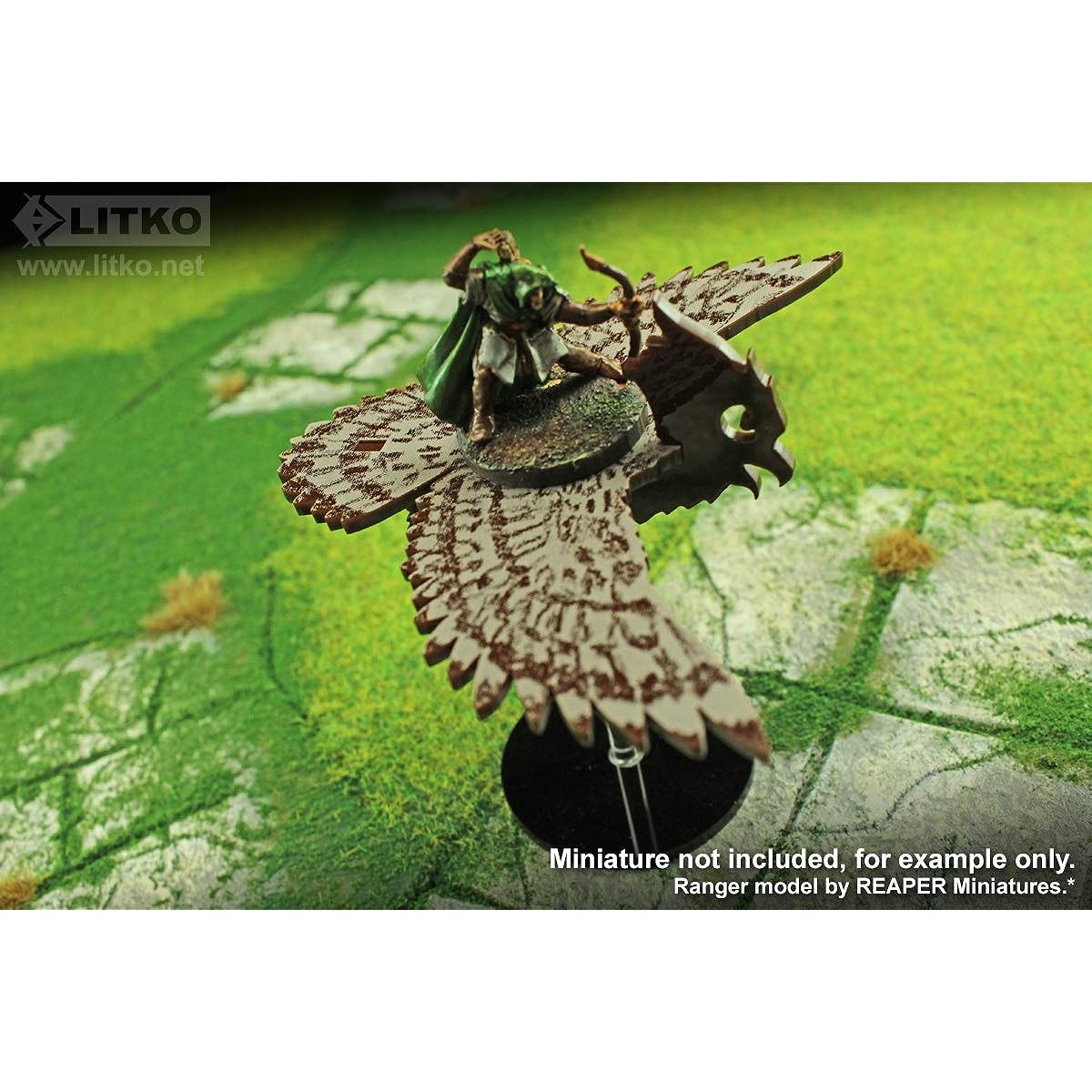 LITKO Flying Owl Character Mounting Kit on 2" Round Base, Brown