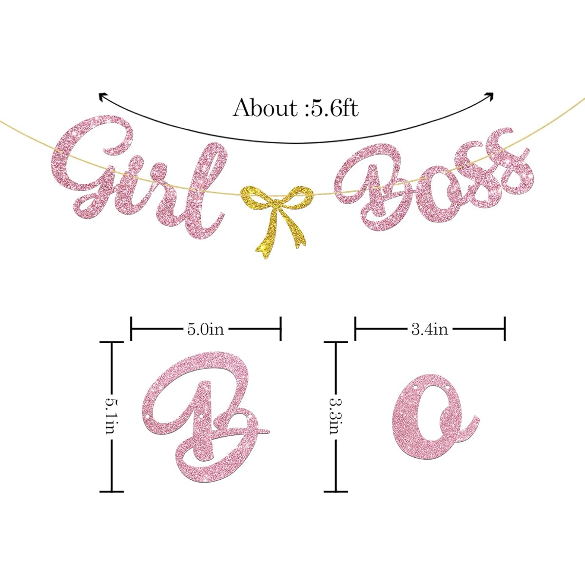 WeBenison Girl Boss Banner for Girls Birthday/Baby Shower/Boss Lady Birthday Banner/Gender Reveal Party Decorations Supplies - Pink Glitter
