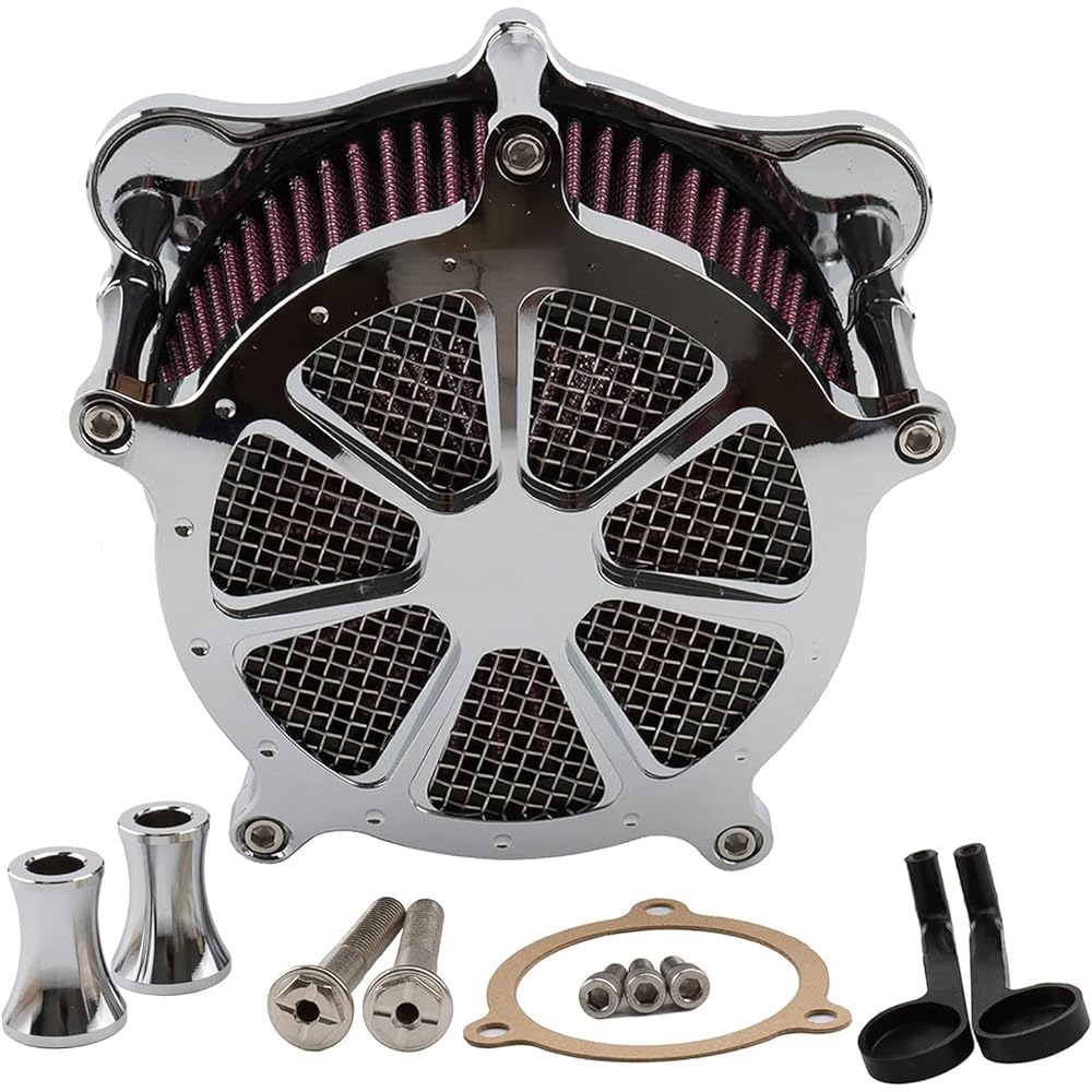 Motorcycle Air Cleaner Filter Intake System Kit Chrome CNC Harley Touring 2008-2016 Road King Electra Street Glide Road Glide Softail Dyna FXDLS 2017