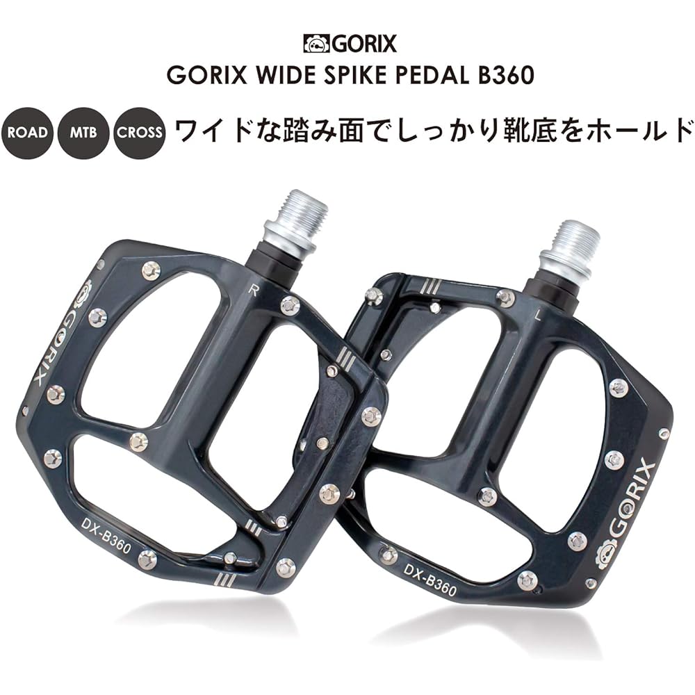 GORIX Bicycle Pedals (B360) Wide Road Bike Cross Bike MTB Bicycle Anti-Slip Flat Pedals