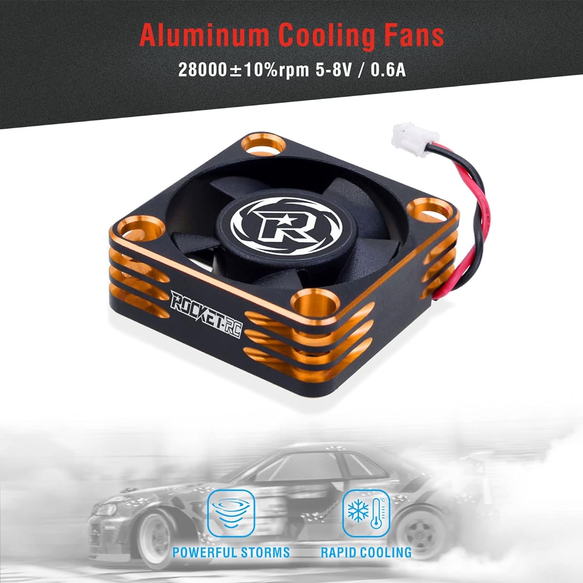 RC Motor Cooling Fan 28000RPM Brushless ESC Aluminum Motor Cooling Fan for RC Car 1/8 1/10 Turbo Esc A3 (Orange Black)