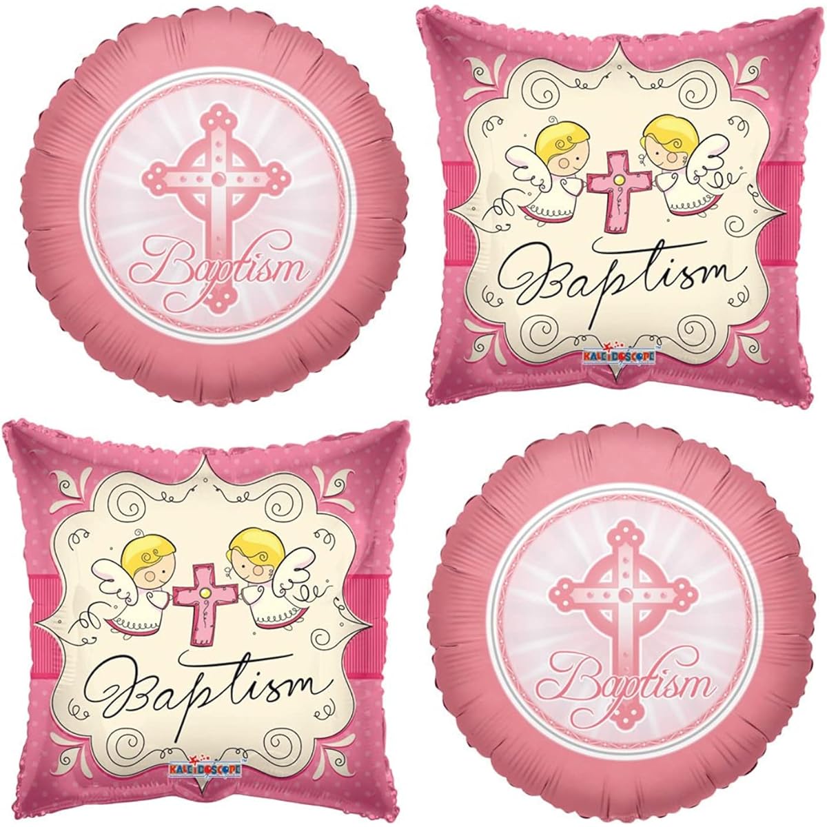 Baptism Party Balloon Decorations for Girls - Set of 4 for Baby's First Communion