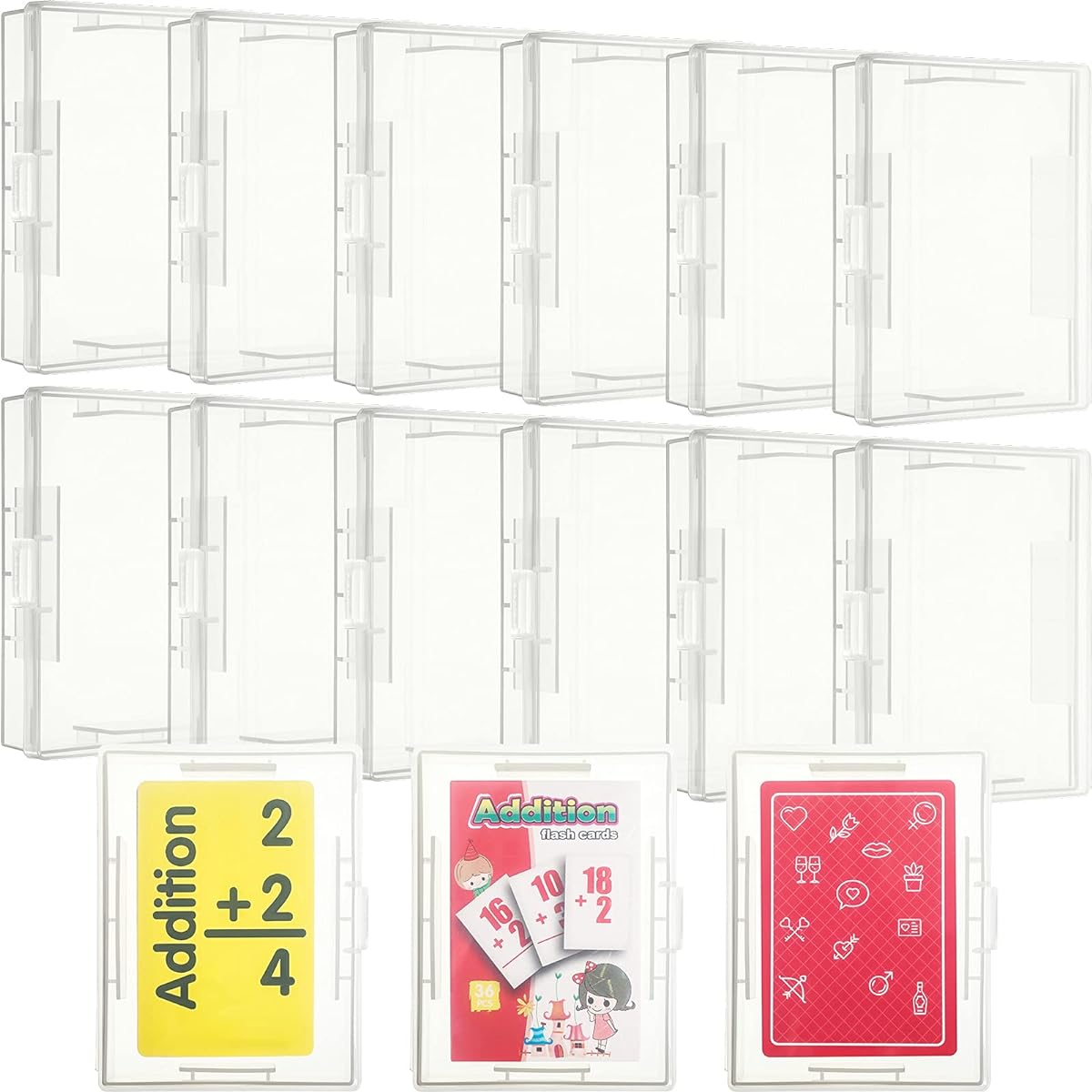 Playing Cards Deck Plastic Box Card Holder Organizer Empty Storage Box Clear Card Case Snap Closure for Game Cards (36)