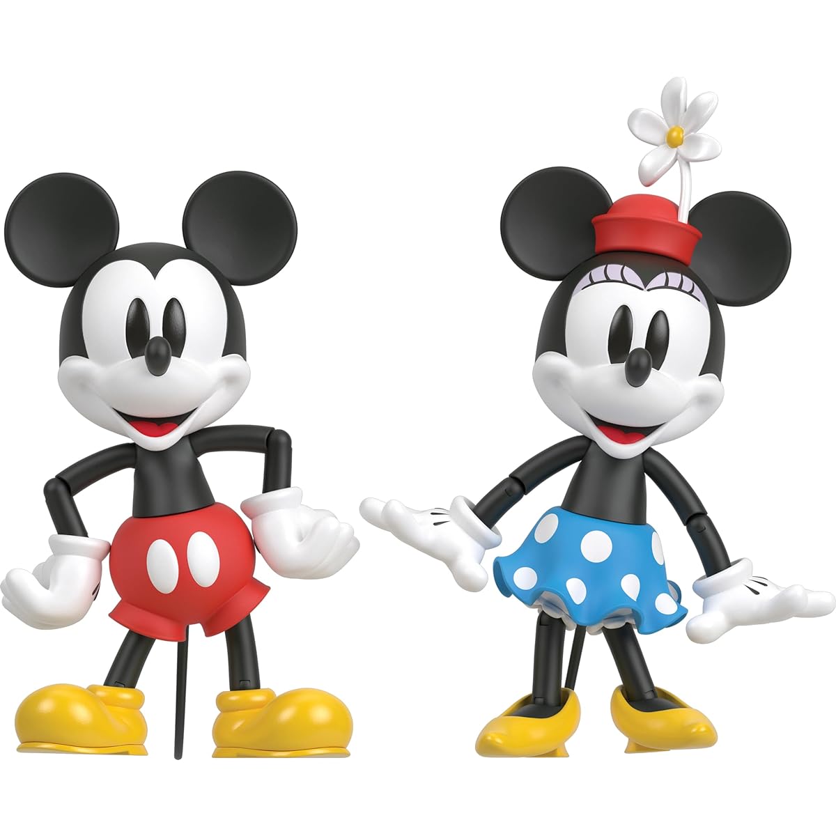 Disney 100 Collectible Action Figures Mickey and Minnie Mouse Poseable Characters Swap Heads and Hands Soft Goodness