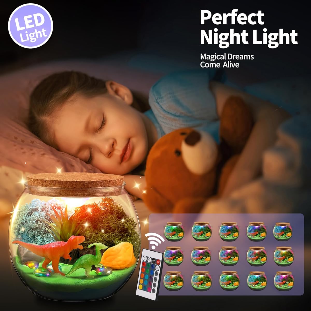 Weceit Light Up Terrarium Kit for Kids Unicorn Art & Craft Set Birthday Gift for Girls