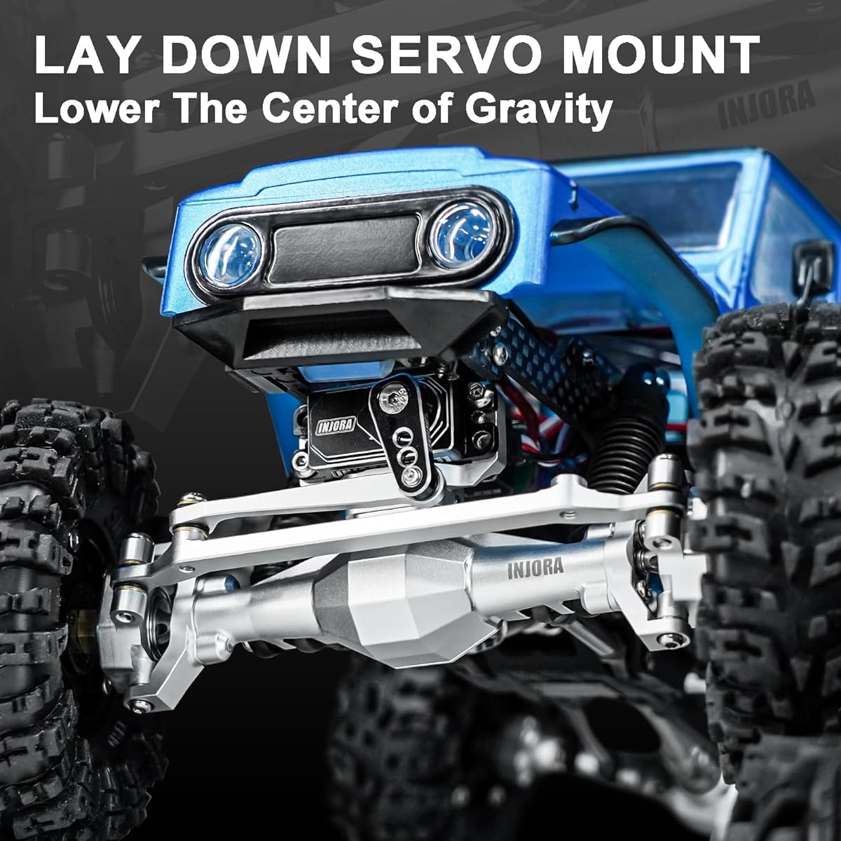 INJORA +4mm Diamond Axle with Laydown Servo Mount & Link 1/18 TRX4M (Silver)