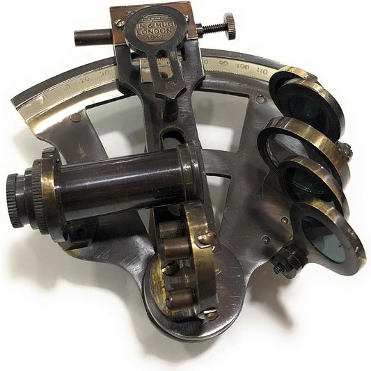 Antique brass nautical sextant in rosewood box for training only