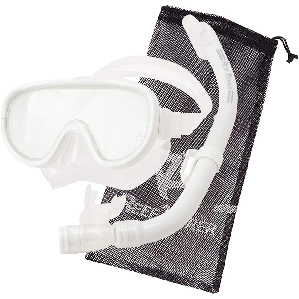 REEF TOURER Snorkeling Snorkel Mask Snorkel 2 Piece Set Made of Silicone with Mesh Bag RC0203/RC0105