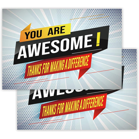 50pcs You Are Awesome Postcards by Kudos Thank You Cards, Appreciation Mini Note Cards, Inspirational, Motivational, Encouraging, Kindness Notes, Express Your Gratitude in Style