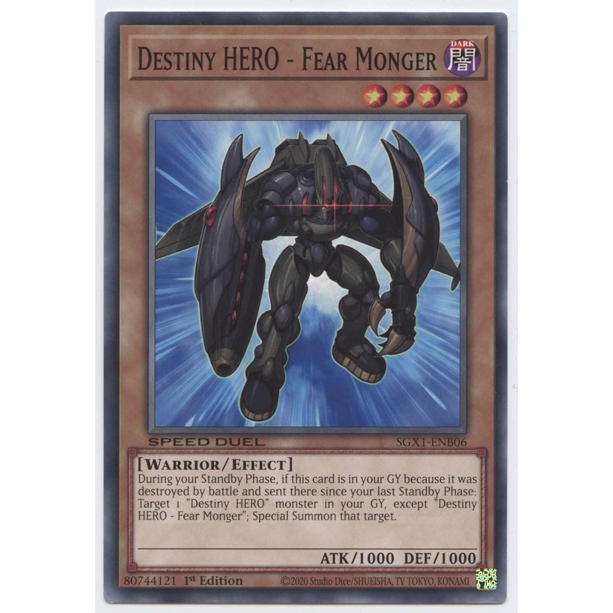 Destiny Hero - Dread Monk - SGX1-ENB06 - Common - 1st Edition.