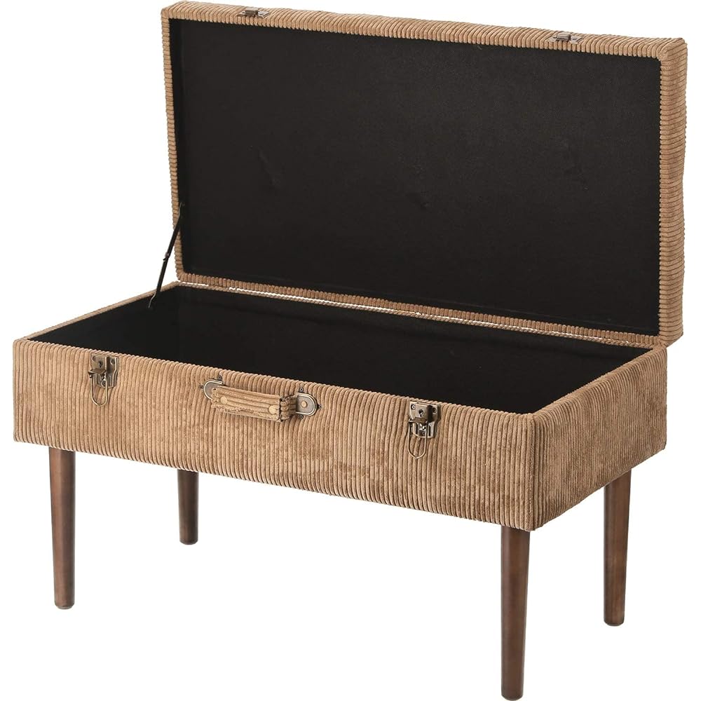 Fuji Boeki Trunk Type Bench Width 80cm Beige Storage Velor Style Floor Scratch Prevention Easy Assembly Fred 27656