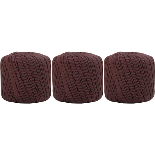 Threadart 3 Ball Pack 100% Pure Cotton Crochet - Size 3 - Color 3528 - Chocolate Brown - Sizes 10 and 3 - Single and Bulk Packs Available