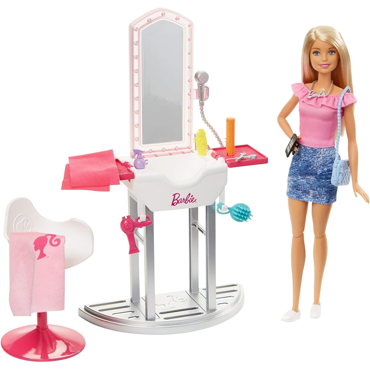 Barbie FJB36 Salon Doll Accessories Set, Multi-Colour