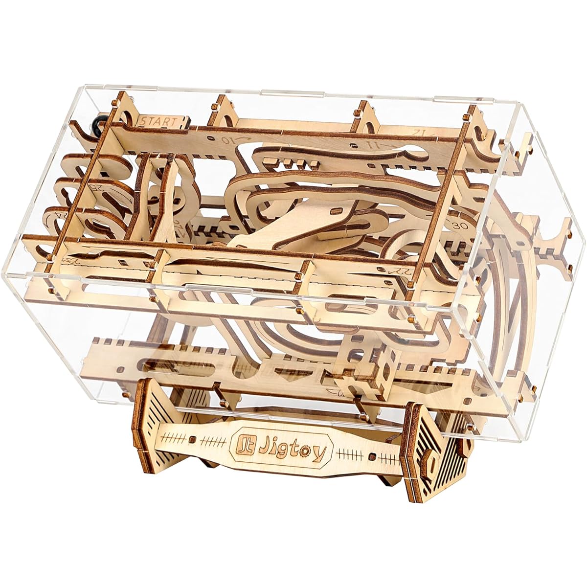 Jigtoy Wooden Marble Maze Fidget Toy Gravity Maze Marble Run Brain Game Wooden 3D Puzzle for Adults and Teens