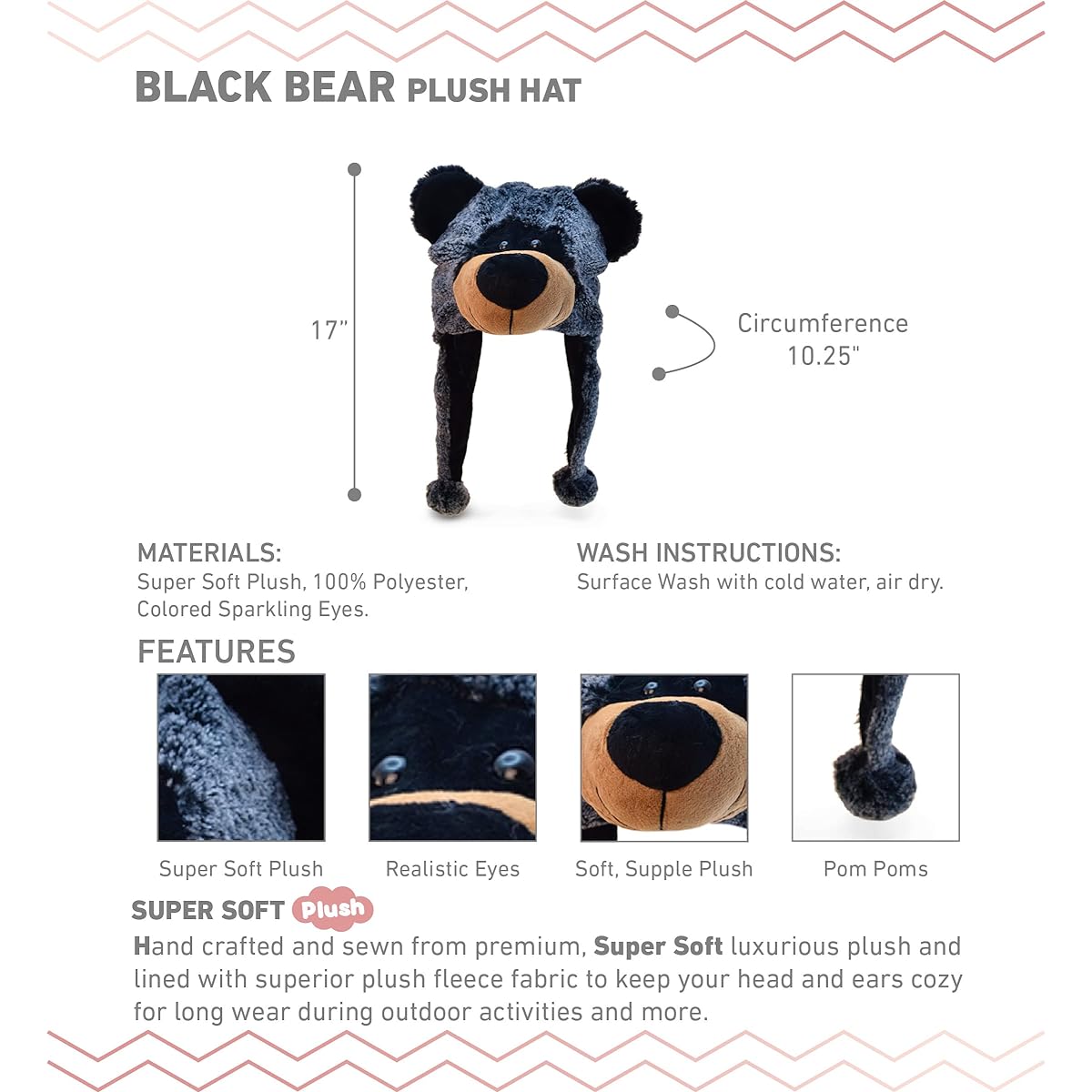 Puzzled Black Bear Pup's Super Soft Plush Hat by Puzzled