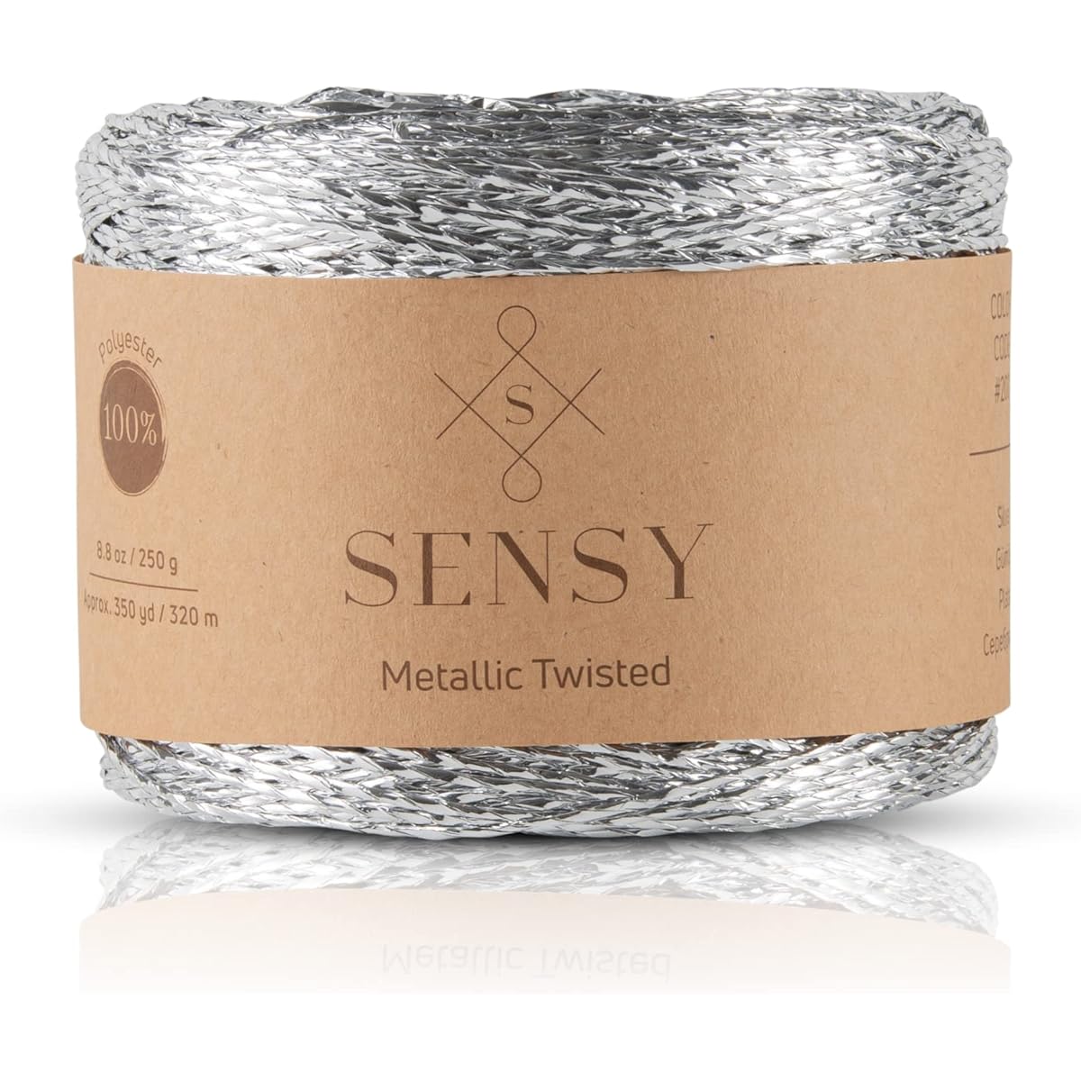 Sensy Premium 350 Yard Metallic Twist Cord Silver