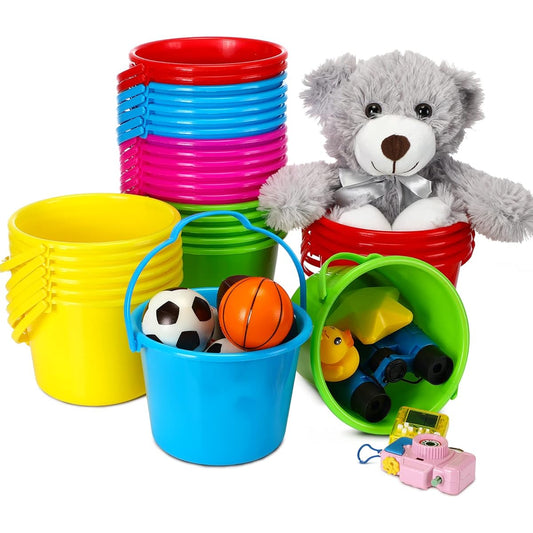 30 Pieces Mini Plastic Beach Pail 6.3 Inch Plastic Small Bucket Small Sand Pail Beach Toys Building Beach and Sand Box Summer Beach Toys Practical Gift Party Favors and Favors