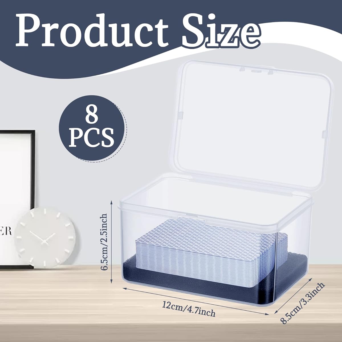 PerKoop Clear Plastic Card Case Playing Card Storage Box Holder Organizer for Travel Games 4.7 x 3.3 x 2.5'' Cards Not Included 8 Pieces