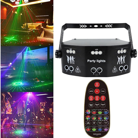 15 Eyes Party DJ Disco Light Strobe Light LED RGB UV Purple Light, Voice Control Strobe/DMX-512, Multiple Pattern Combinations, for Kids Birthday, Family Gathering, Christmas, Wedding