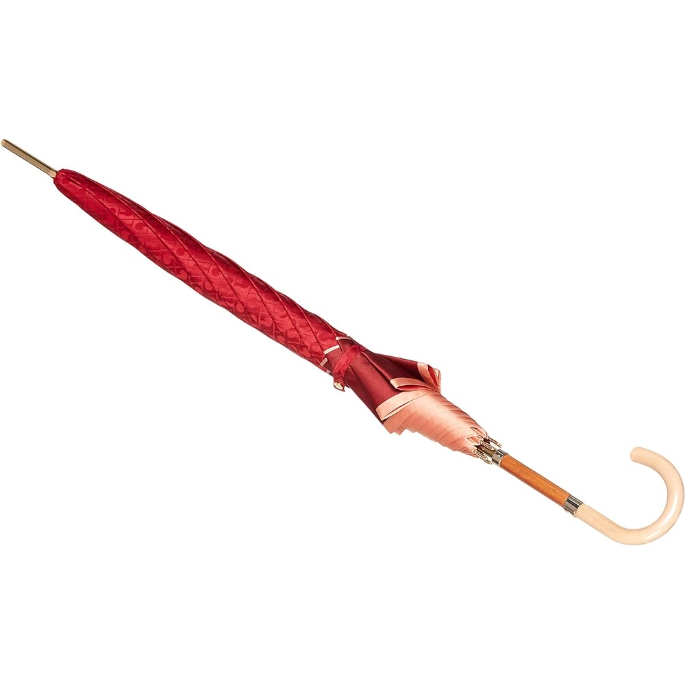 [Gherardini] AURORA 1GD 11001-01G Logo Jacquard Yarn-dyed Hand-Opening Long Umbrella (Made in Japan) Women's Red Japan Outer Rib 60cm (FREE Size)