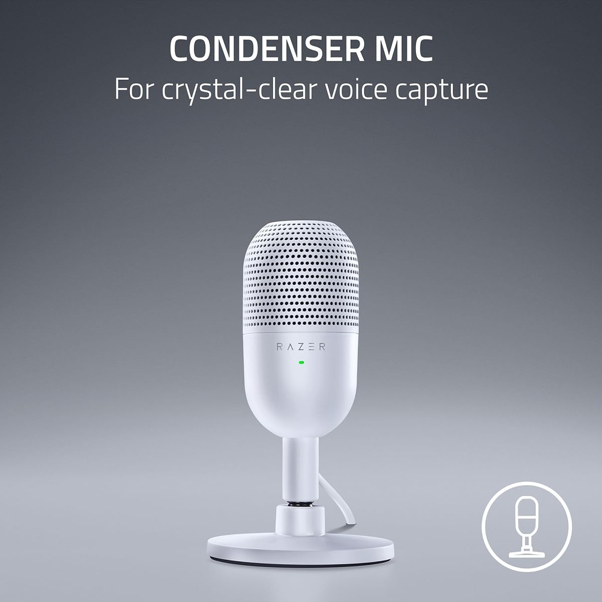 Razer Seiren V3 Mini - Ultra-Compact USB Microphone – White, RZ19-05050300-R3U1