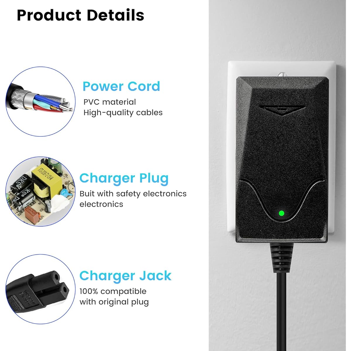 8.4V Charger for Pool Blaster Cordless Pool Vacuum Cleaner Compatible with Pool Blaster 22051EL 23051EL and Catfish Li 20050CL 21051DL 26051SL 22151EL 26050SL Pool Vacuum Power Cord Charger