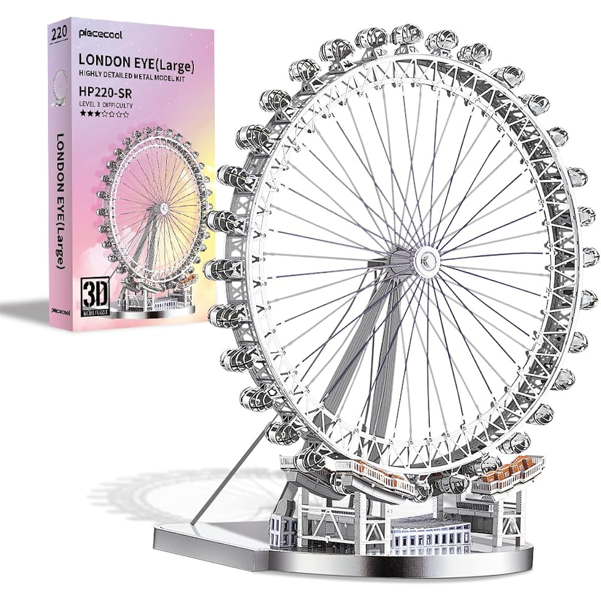 Piececool 3D Puzzle, Metal Puzzle, DIY Crafts, Ornaments, Educational Toys, No Connecting Agent Required, Handmade, Model Kit, Birthday, Christmas, Gift, Best Gift, Ferris Wheel