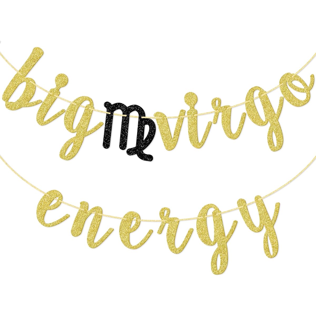 Big Virgo Energy Banner with Guts, Zodiac Birthday Banner, August Birthday Banner, September Birthday Banner, 18th 21st 25th 30th 40th Birthday Party Decorations, Gold Glitter