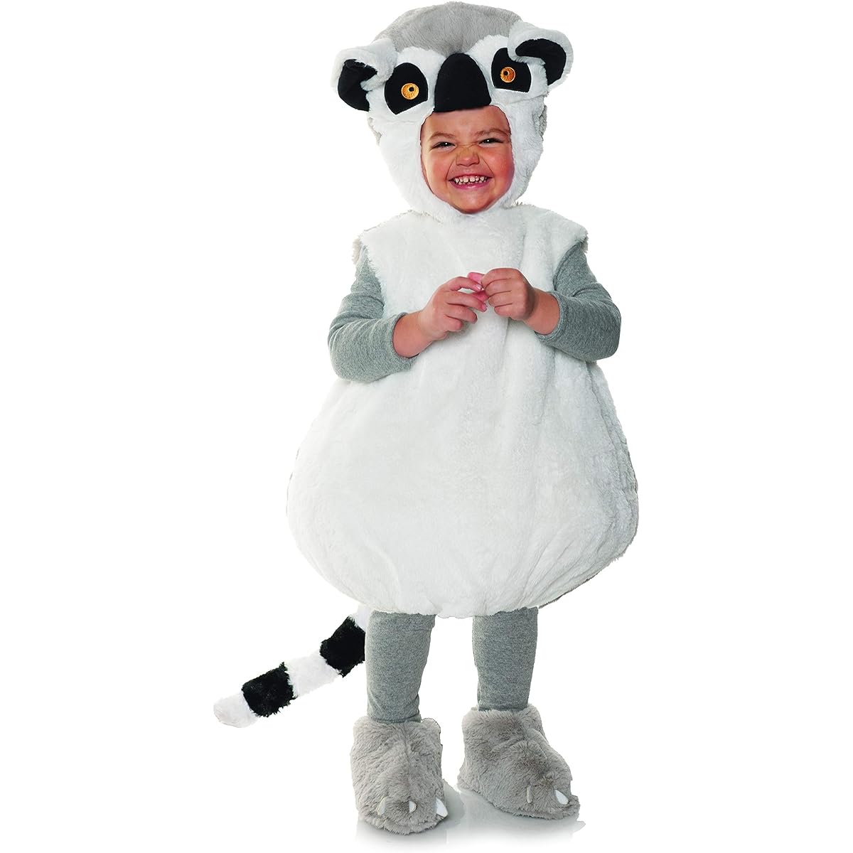 UNDERWRAPS Toddler Ring Tail Lemur Plush Toy Berry Baby Costume Gray XL