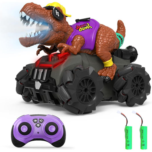 Kizeefun Dinosaur Remote Control Car: 3-8 Kids Toys Monster Dinosaur Truck Electric Hobby RC Car for 3 4 5 6 7 8 Year Old Boy Birthday Ideas