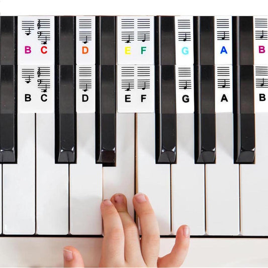 Piano Note Guide for Beginners, Removable Piano Keyboard Note Labels for Learning, 88 Keys Full Size, Made of Silicone, No Stickers Required, Reusable, Comes with Box (Colorful)