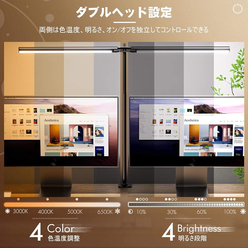 Quntis LED Desk Light Desk Lamp 1500Lux High Brightness Width 80cm Double Light Source 4 Level Dimming/Color Temperature Ra>95 High Color Rendering Desk Lamp Stand Light Tabletop Light Touch Sensor Type Multi-Angle Adjustment For Tabletop/Reading/Study/W