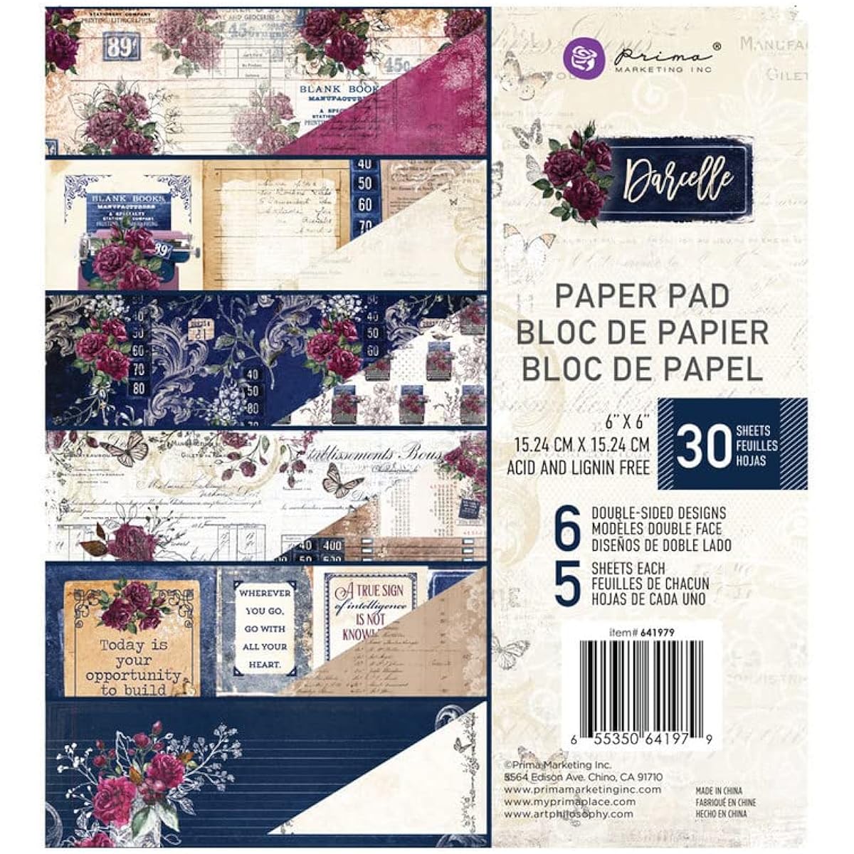Prima Marketing Paper Pad Collection Darcelle 6"x6" Journal Kit Scrapbook Supplies Art Journal Planner Decoupage Album Gifts for Mom St. Patrick's Day Decor Easter Decorations