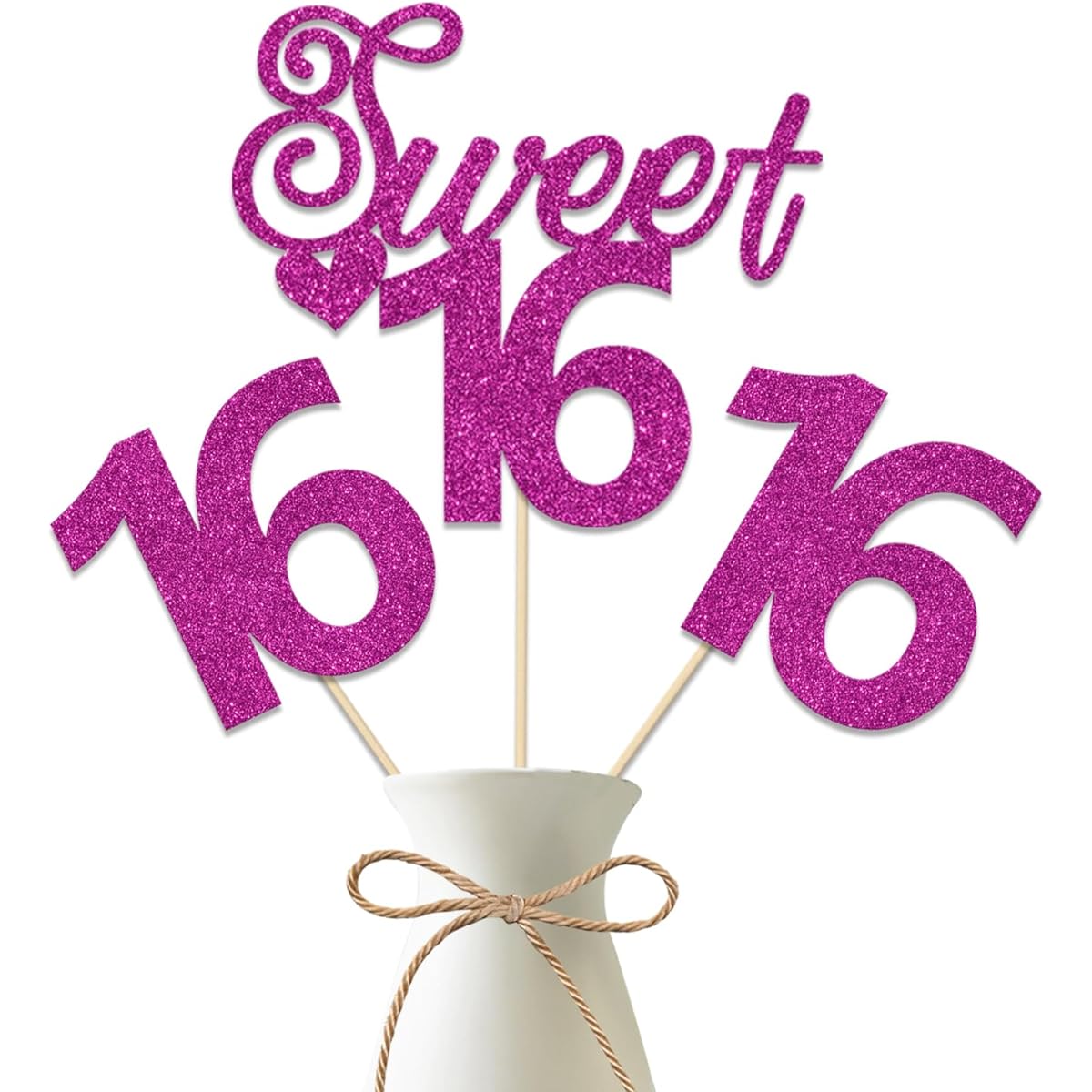 Sweet 16th Centerpiece Sticks Happy 16 Years Birthday Decor Hello 16 Since 2007 16 Year Birthday Table Toppers 16th Birthday Anniversary Party Supplies 12 Pieces Rose Red