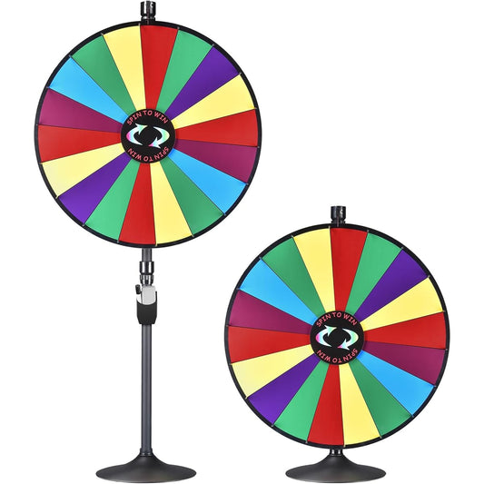 WinSpin 36" Heavy Duty Prize Wheel Dual Use Adjustable Tabletop/Floor Stand Large Fortune Wheel with Dry Erase Markers & Eraser 18 Slots Carnival Spinner Game for Trade Shows