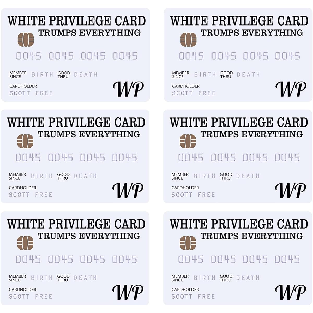 Oubit White Privilege Card 6 Portable Business Gift Cards