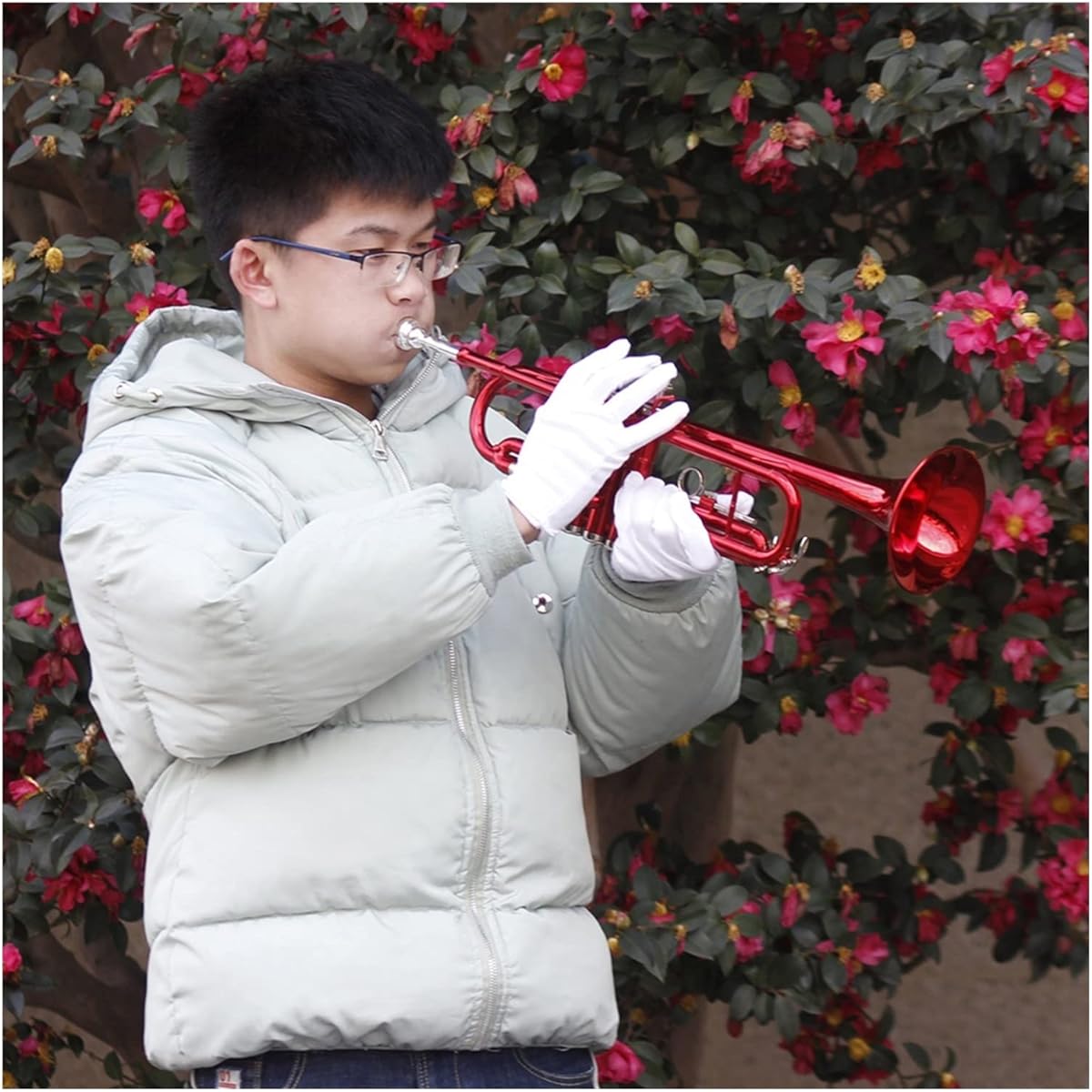 Trumpet Trumpet BB B Flat Instrument with Casting Engagement Mouthpiece Musical Instrument Accessories Trumpet Musical Instrument (Color : Crimson)
