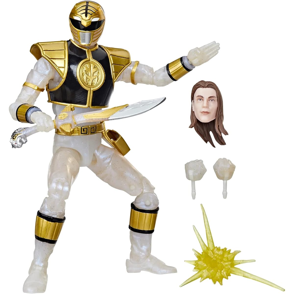 Power Rangers Lightning Collection 6" Mighty Morphin Metallic White Ranger Collector Action Figure Toy with Accessories