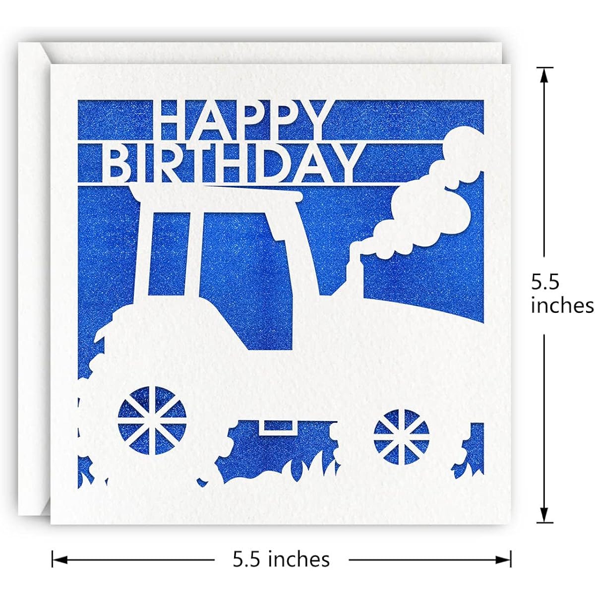 Blue Tractor Birthday Card Blue Glitter Laser Cut Farmer Greeting Card for Men and Boys