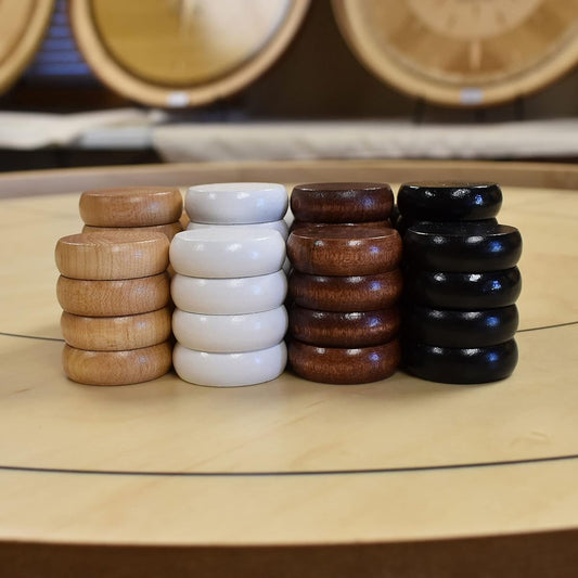 4 Player Crokinole Disc Party Pack (52 Discs) - Neutral Color Edition (Adds 7x9" Pouch Small Discs - 1 1/8" (2.9cm) Diameter)