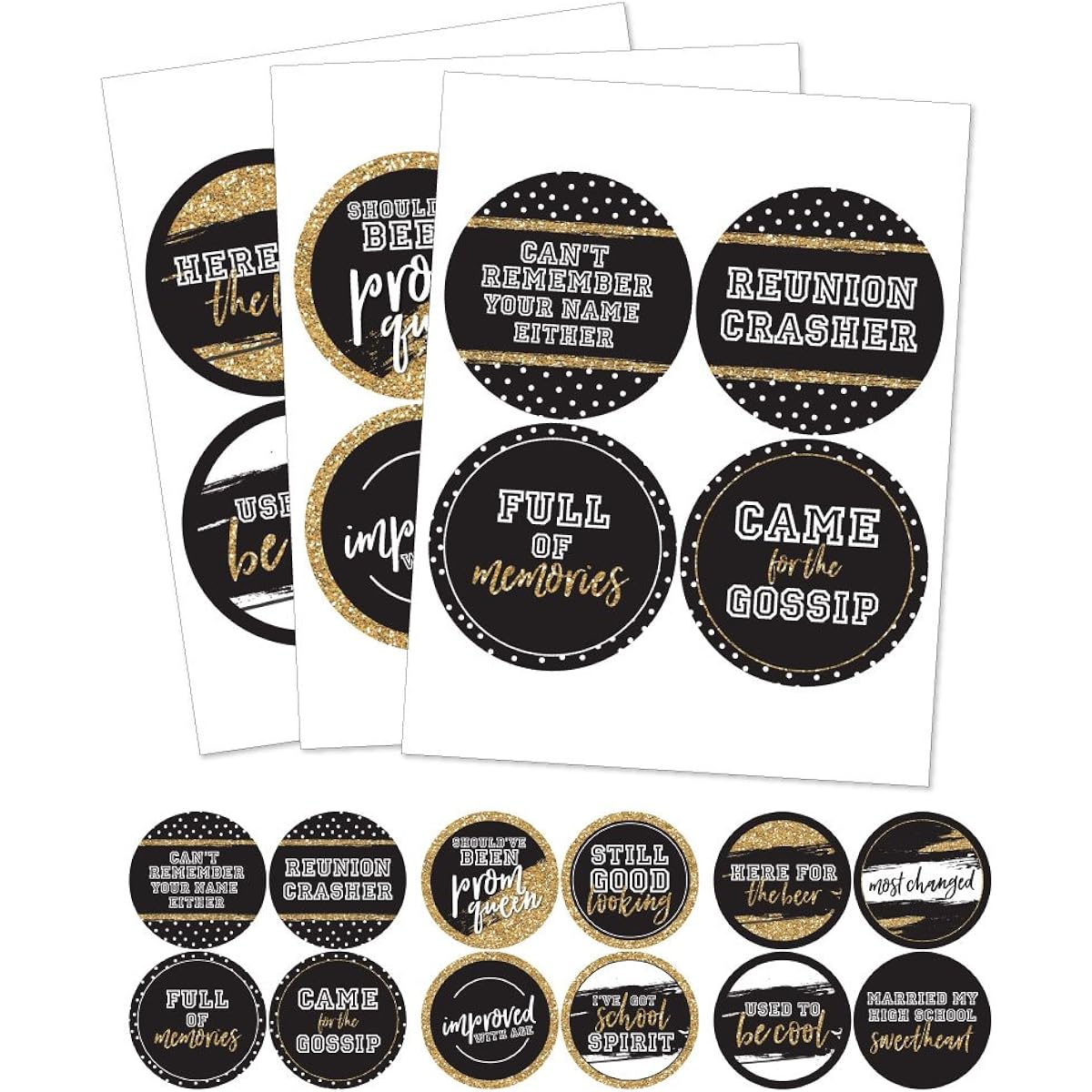 Big Dot of Happiness Reunited - School Reunion Party Funny Name Tags - Set of 12 Party Badge Stickers