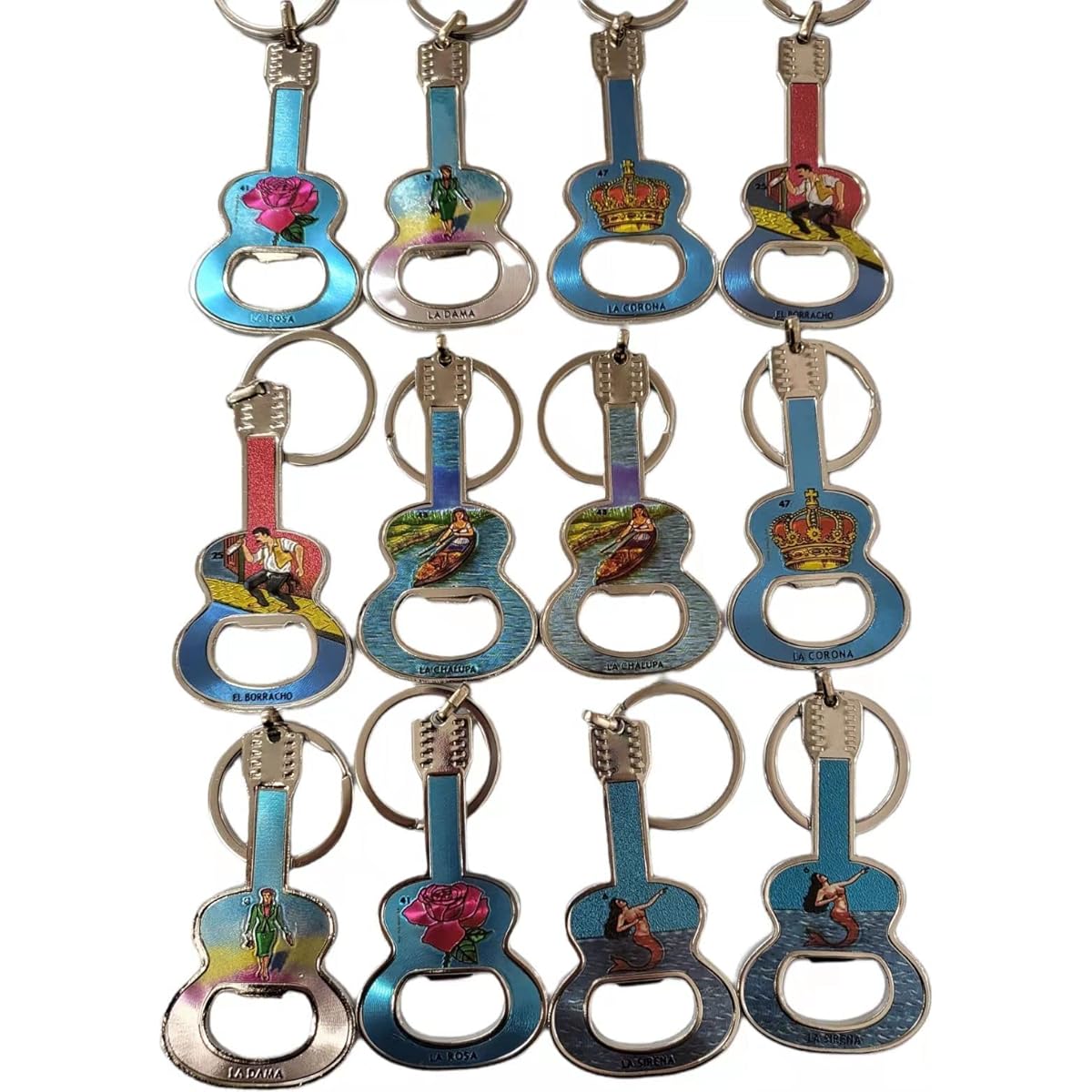 CLGIFT Set of 12 Loteria Mexican Bingo Game Bottle Opener Keychain/Bridal Shower/Baby Shower/Quinceanera/Birthday/Baptism/Religious Gift/Souvenir (Loteria Mexican Bingo Bottle Opener)
