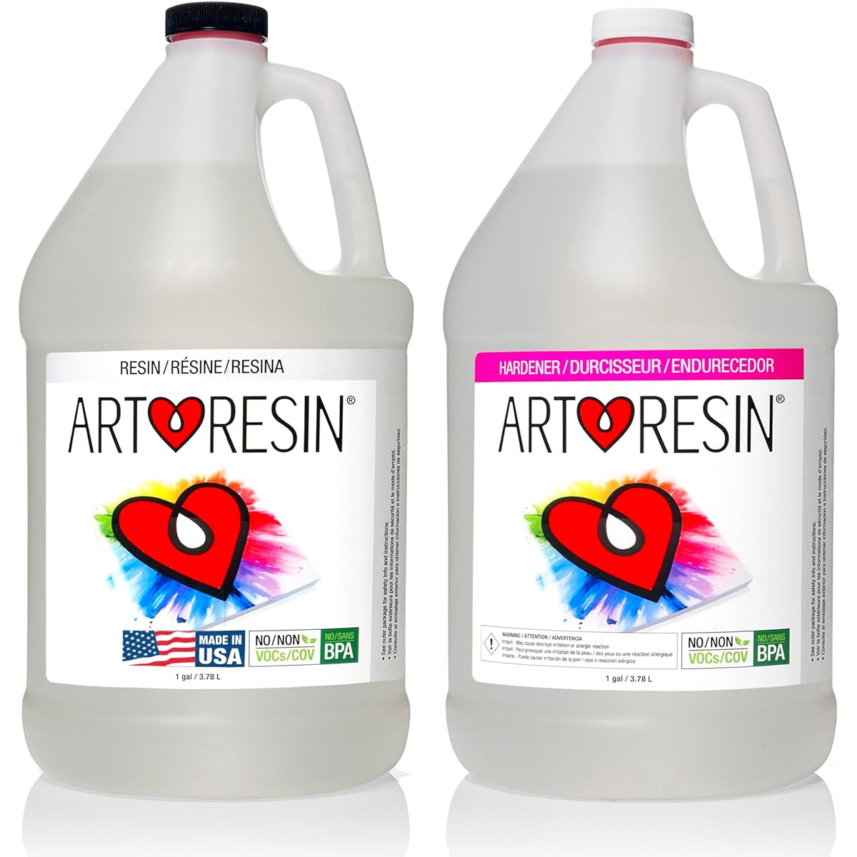 ArtResin Epoxy Resin, Clear, Non-Toxic, 2 Gallons (7.57L) Resin, 1 Gallon (3.785L) + 1 Gallon (3.785L) Hardener, Clear