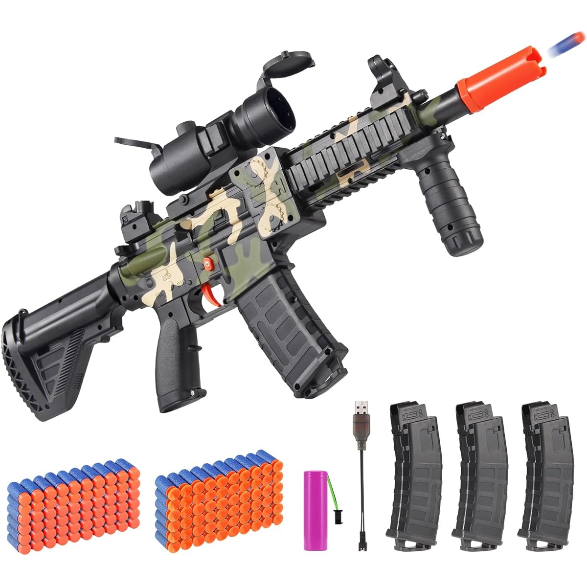 Electric Toy Gun Nerf Gun for Darts - Realistic Sniper Rifle with Scope, 80 Soft Bullets, 2 Magazines, Foam Blaster for Boys 8-12 Years Old Adults/Kids/Christmas/Birthday/Outdoor Gifts