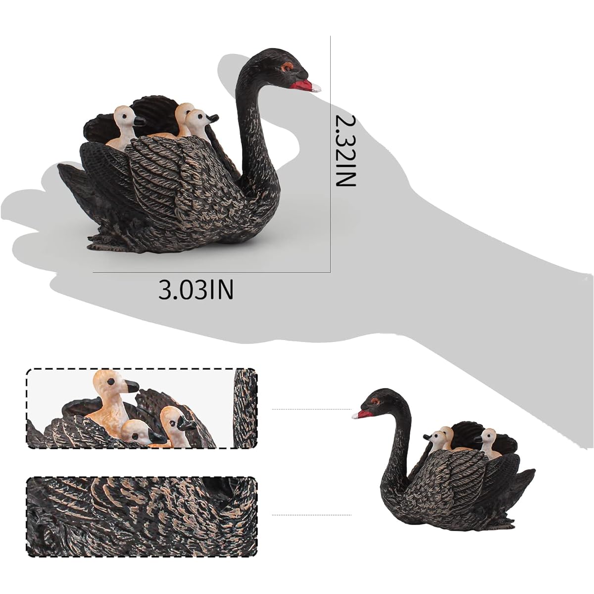 LC JoyCre Black Swan Figurine Black Goose Toy Swan Toy Animal Figure Toddler Preschool Animal Figure Educational Project Diorama Model Toy for Kids 3 4 5 6
