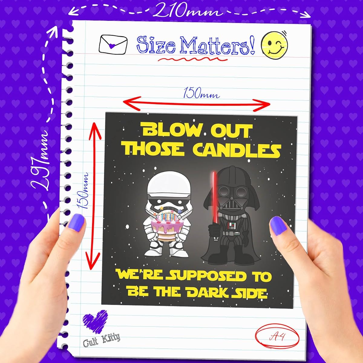 Cult Kitty - Supposed To Be The Dark Side - Hilarious 21st, 30th, 40th Birthday Gifts for Men, Boys, Brothers, Sons, Uncles! Premium Card with Matching Envelope