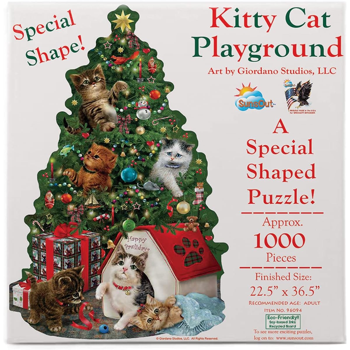 SUNSOUT INC - Kitty Cat Playground - 1000 Piece Special Shape Jigsaw Puzzle Artist: Giordano Studios - Finished Size 22.5" x 36.5" Christmas - MPN# 96094